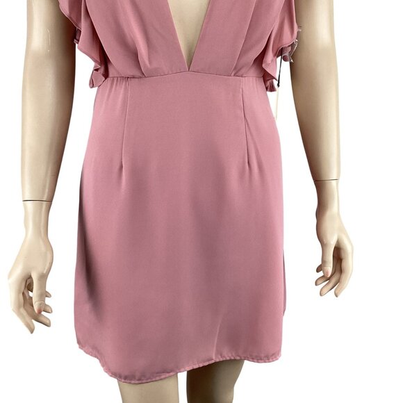 Superdown Revolve Dress Size Small Pink Deep V-Neck‎ Ruffle-Sleeve NWT - Picture 10 of 10